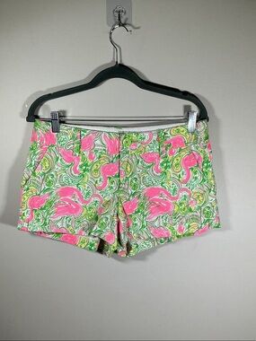 Lilly Pulitzer Callahan Flamingo Print Shorts Women’s Size 6 Pink Green